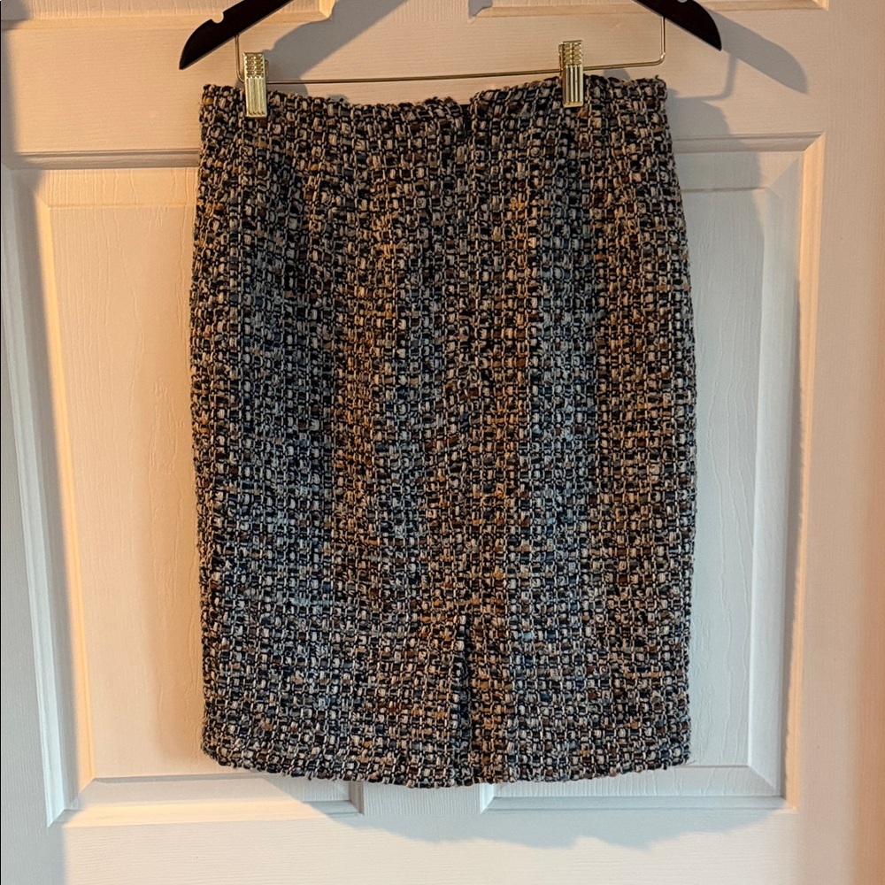 Talbots Blue, White and Brown Tweed Pencil Skirt - Picture 2 of 6